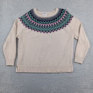 Old Navy Sweater Fair Isle Pullover Women XXL Neutral Geometric 504870-02